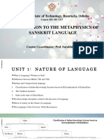Introduction To The Metaphysics of Sanskrit Language: National Institute of Technology, Rourkela, Odisha