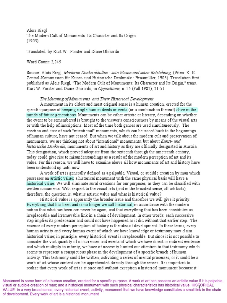 The Meaning of Monuments and Their Historical Development PDF