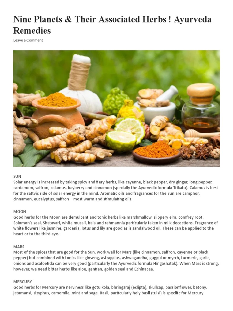 Nine Planets & Their Associated Herbs ! Ayurveda Remedies | PDF
