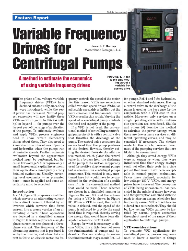 Variable Frequency Drives For Centrifugal Pumps | PDF | Pump | Electric ...