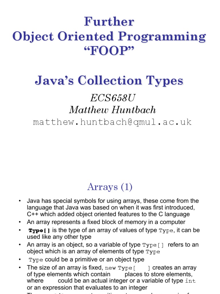 ECS658 U04 Collection Types | Download Free PDF | Method (Computer ...