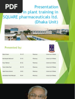 Presentation On in Plant Training in SQUARE Pharmaceuticals Ltd. (Dhaka Unit)