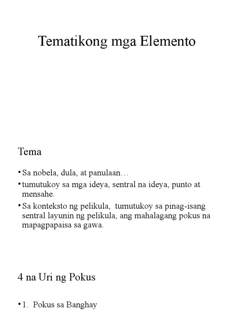 Mga Tematekong Elemento | PDF
