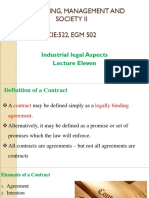 Engineering, Management and Society Ii CIE:522, EGM 502: Industrial Legal Aspects Lecture Eleven