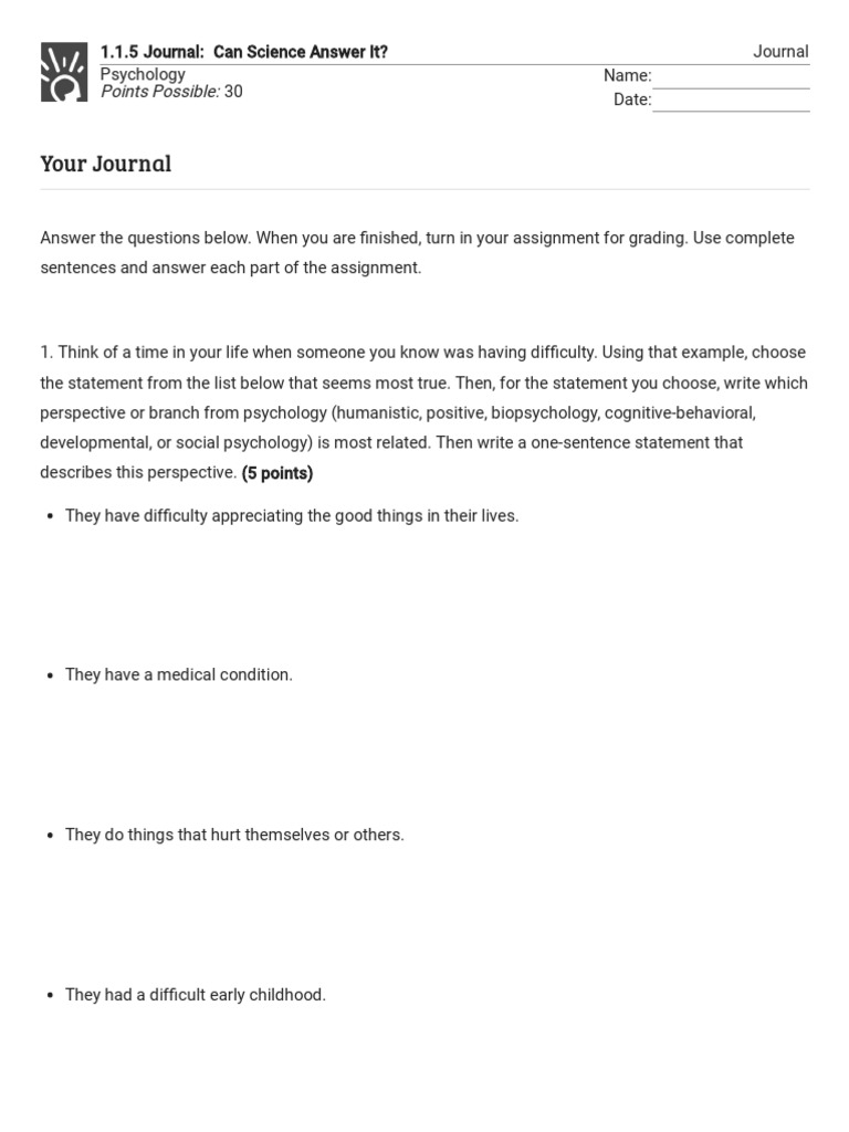 APEX Psychology, 1.1.5 Journal | PDF | Behavioral Neuroscience 