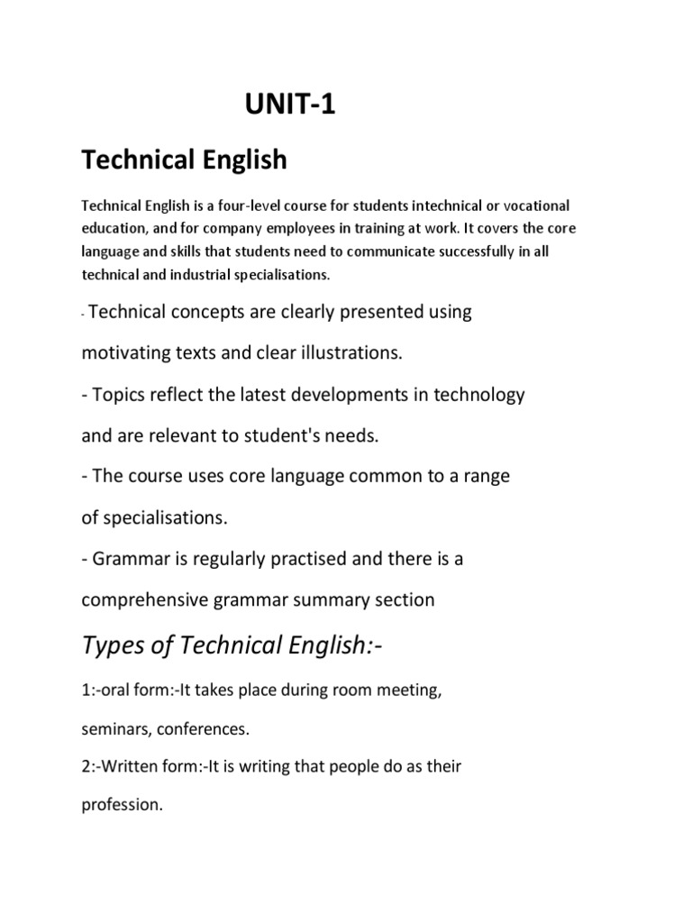 UNIT1 Technical English PDF Technical Communication Argument