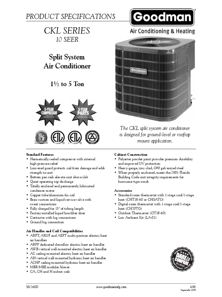 CKL Series: Split System Air Conditioner | PDF | Engineering Thermodynamics  | Transport Phenomena