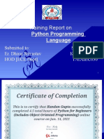 Training Report On: Python Programming Language