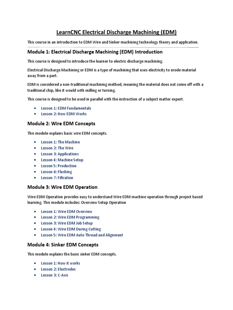 Module 1: Electrical Discharge Machining (EDM) Introduction | PDF ...