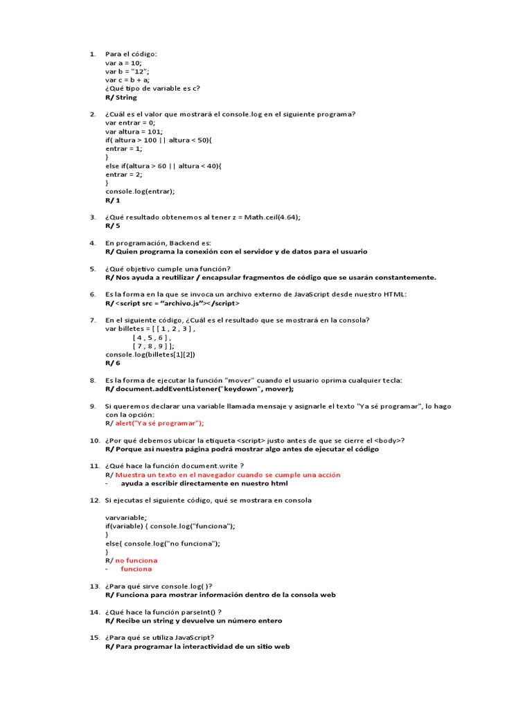 Examen de Programación Básica en JavaScript | PDF | Lenguaje de ...