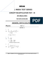 All India Test Series: Concept Recapitulation Test - Iii