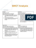 Personal SWOT Analysis: Strengths Weaknesses