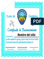 Clase Corderito Certificado Reconocimiento