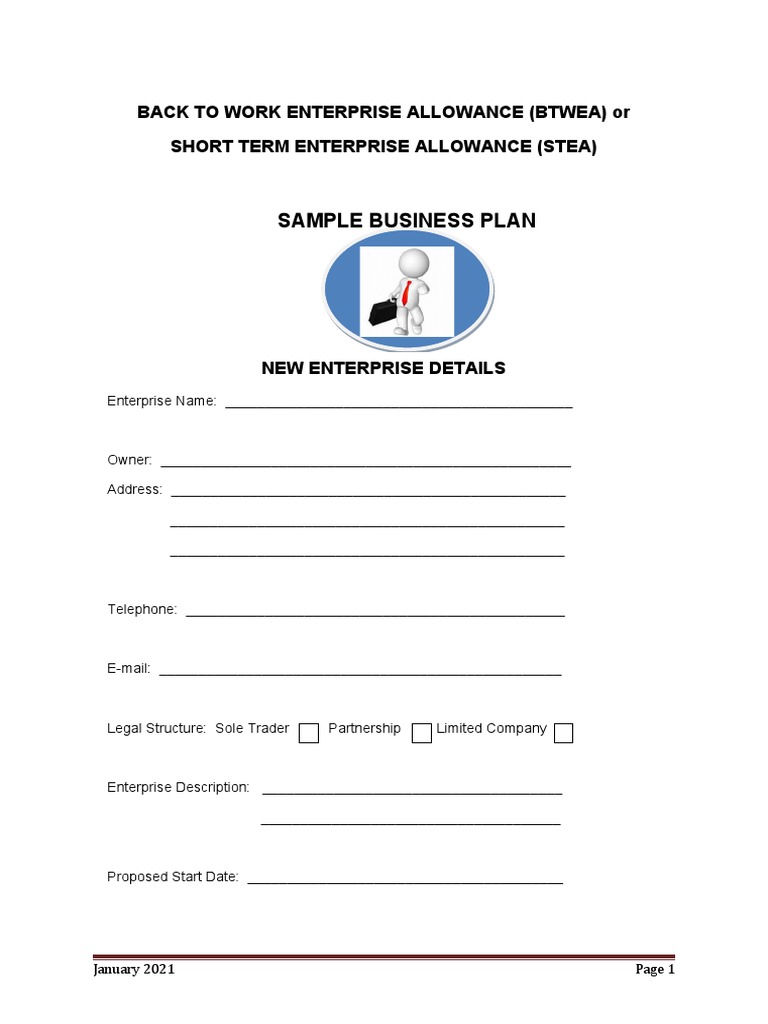 back to work enterprise business plan workbook