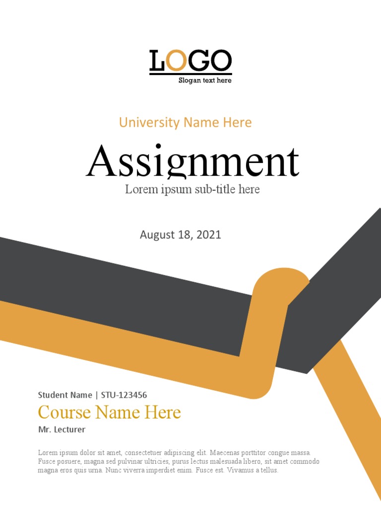 Educational assignment cover page template pdf