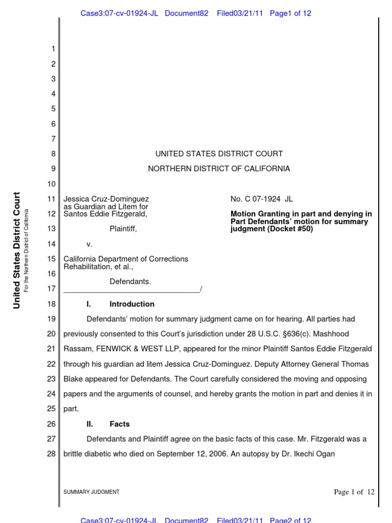 Summary Judgment in Fitzgerald Case | PDF | Qualified Immunity ...