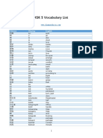 HSK 5 Vocabulary List