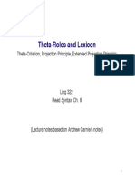 Theta-Roles and Lexicon: Theta-Criterion, Projection Principle, Extended Projection Principle