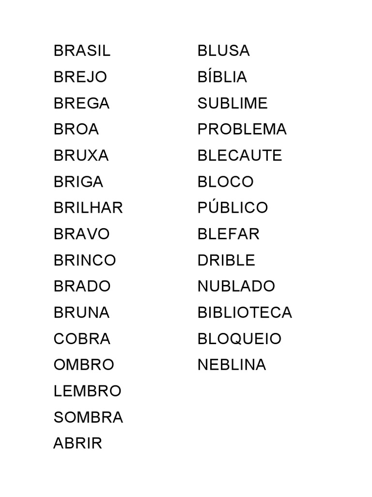 Palavras Com BR e BL | PDF