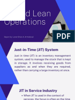 JIT and Lean Operations: Report By: Lester Brian A. Armodoval