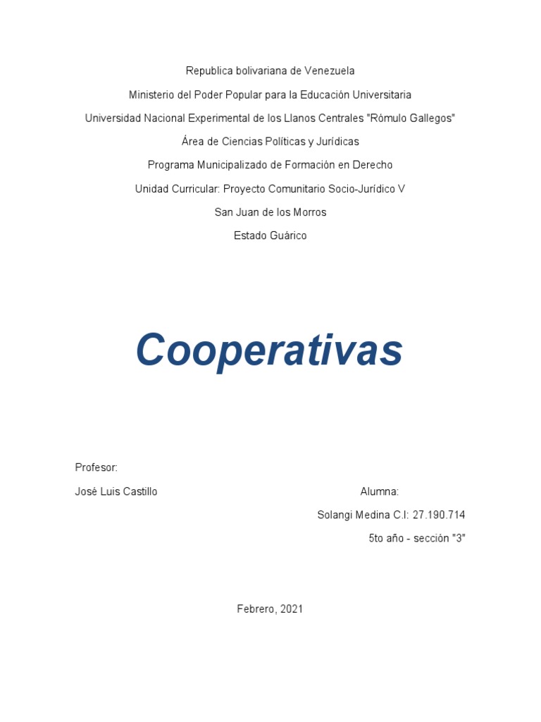 COOPERATIVAS | PDF | Cooperativa | Sociedad de responsabilidad limitada