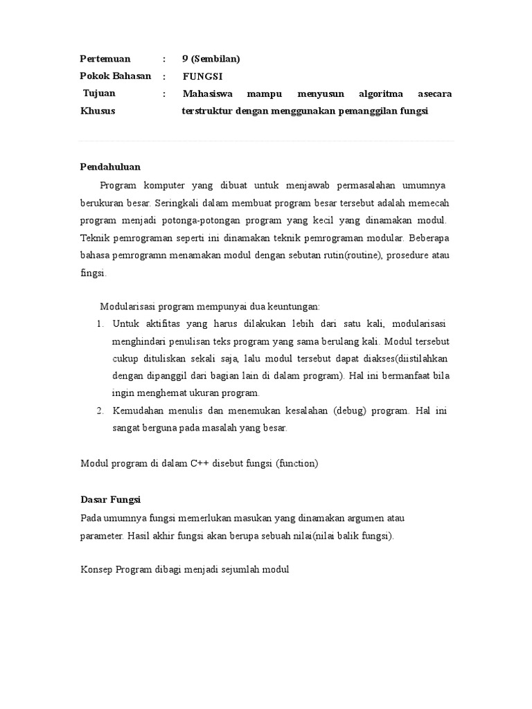 Kegunaan dan Definisi Fungsi C++ | PDF | Komputer