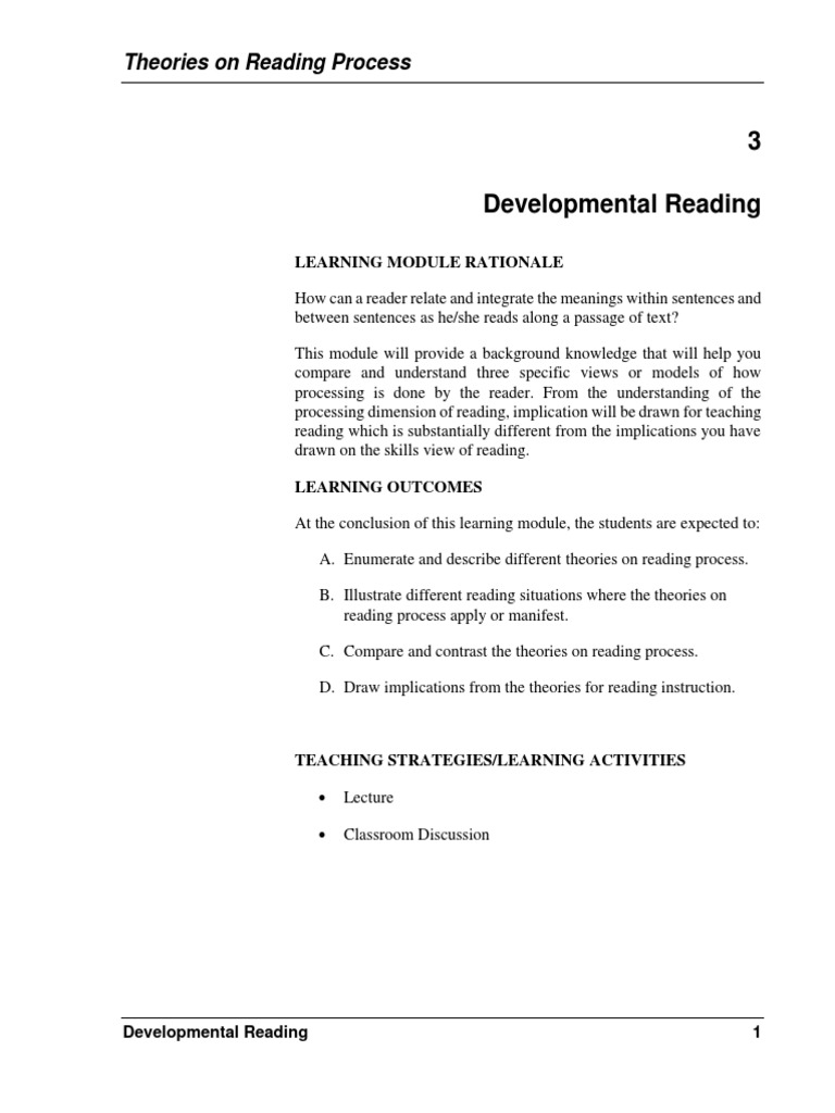 Theories of the Reading Process Explained | PDF | Phonics | Theory