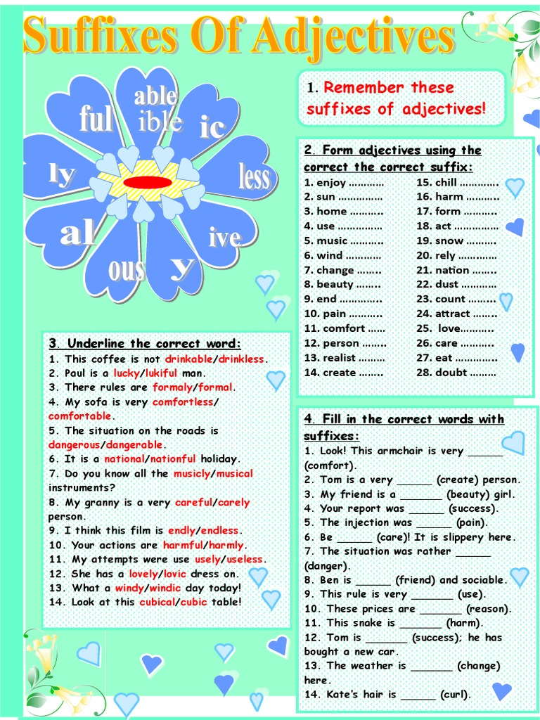 Adjective Suffixes and Their Usage | PDF | Linguistic Morphology