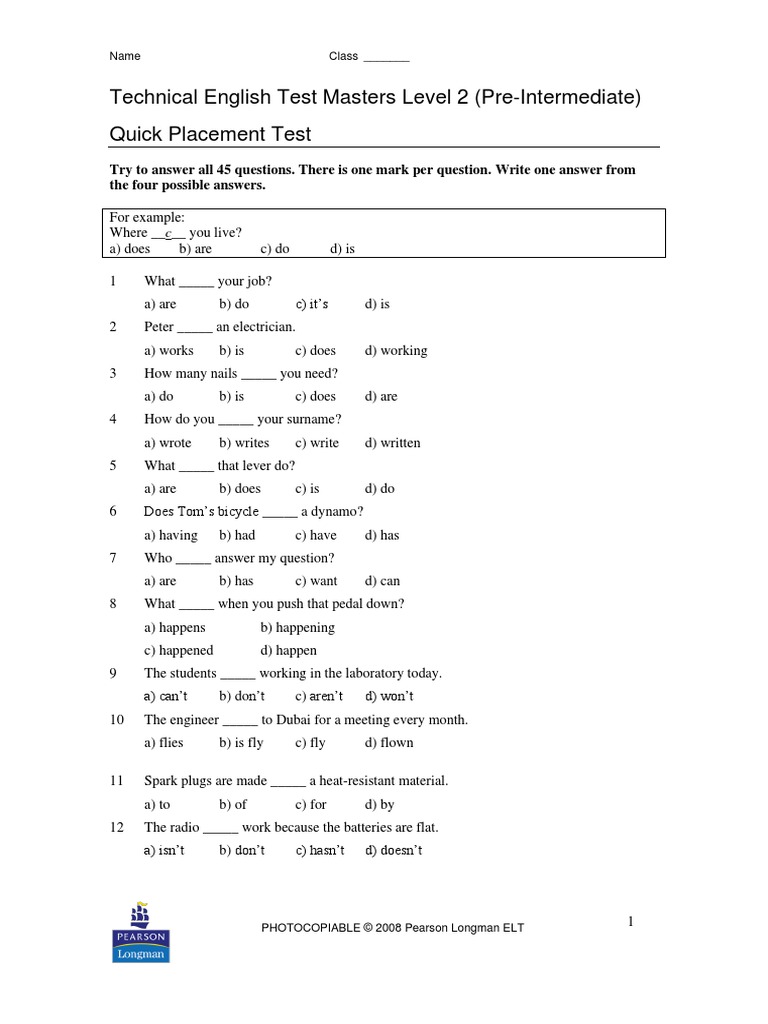 Technical English Test Level 2 | PDF | Radio | Manufactured Goods