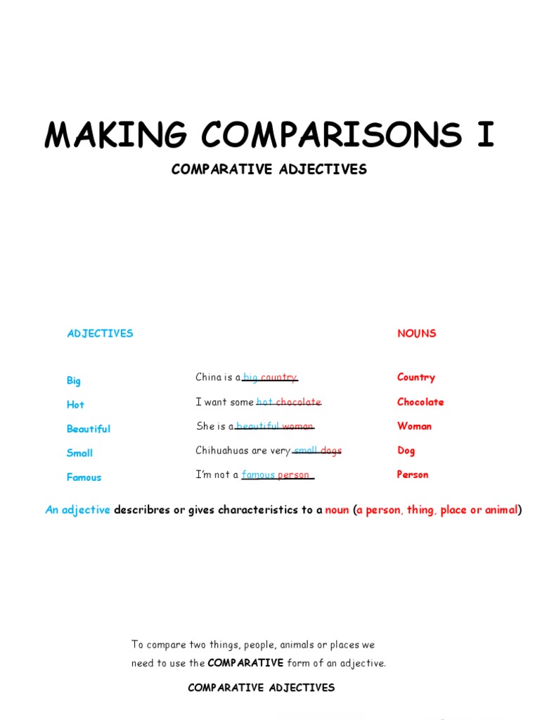MAKING COMPARISONS I Comparative Adjectives | PDF | Adjective ...