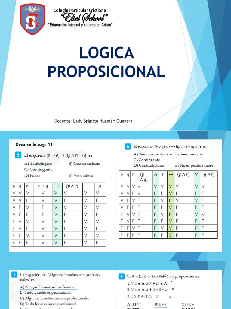 Lógica proposicional Tablas de verdad y equivalencias lógicas PDF