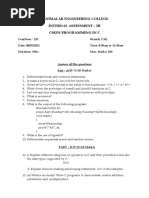 Panimalar Engineering College Internal Assessment - Iii Cs8251 Programming in C