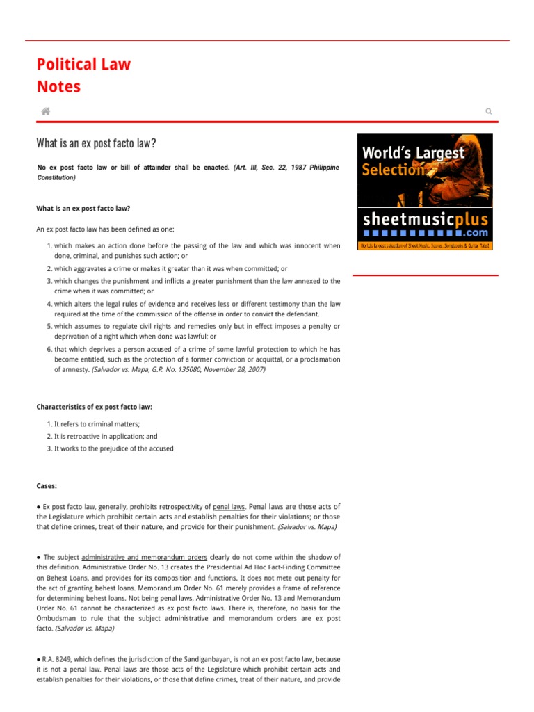 Criminal Law Ex Post Facto Law | PDF | Ex Post Facto Law | Public Law