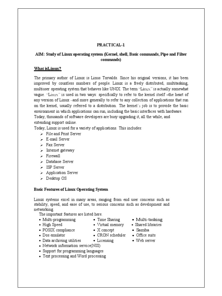 Principal Operating Systems Lab Manual | PDF | Shell (Computing ...