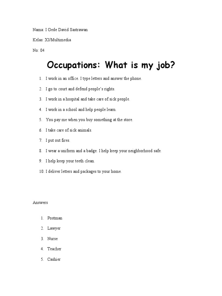 Common Occupations Explained | PDF | Wellness