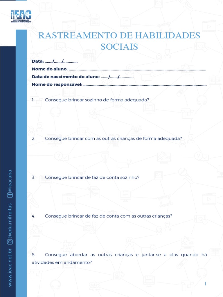 Rastreio de Habilidades Sociais | PDF | Conceitos psicológicos | Science