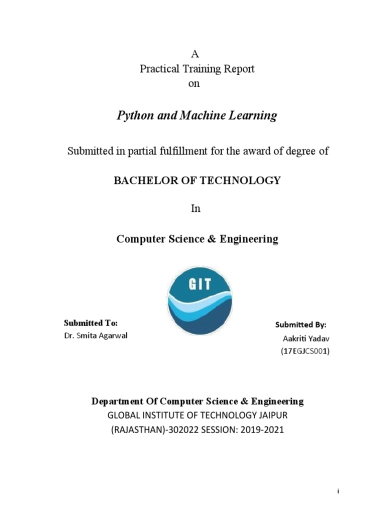 Python and Machine Learning: A Practical Training Report On | PDF ...