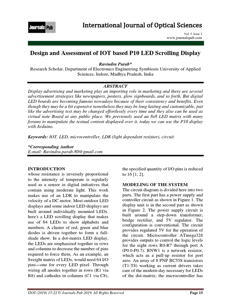 Design and Assessment of IOT Based P10 LED Scrolling Display | PDF ...