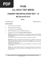 Fiitjee All India Test Series: Concept Recapitulation Test - Iii JEE (Advanced) - 2019