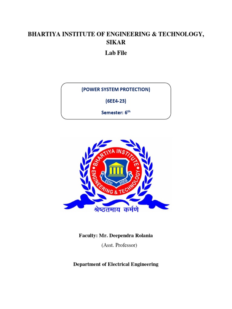 Power System Protection Lab PDF Relay Electrical Impedance