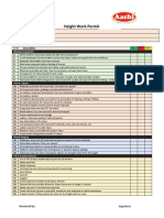 Height Work Permit: Date: Project: Checked by