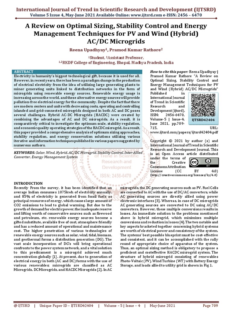 A Review On Optimal Sizing, Stability Control and Energy Management ...