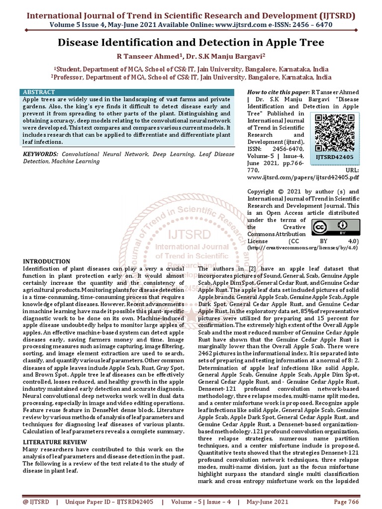 Disease Identification and Detection in Apple Tree | PDF | Wellness ...