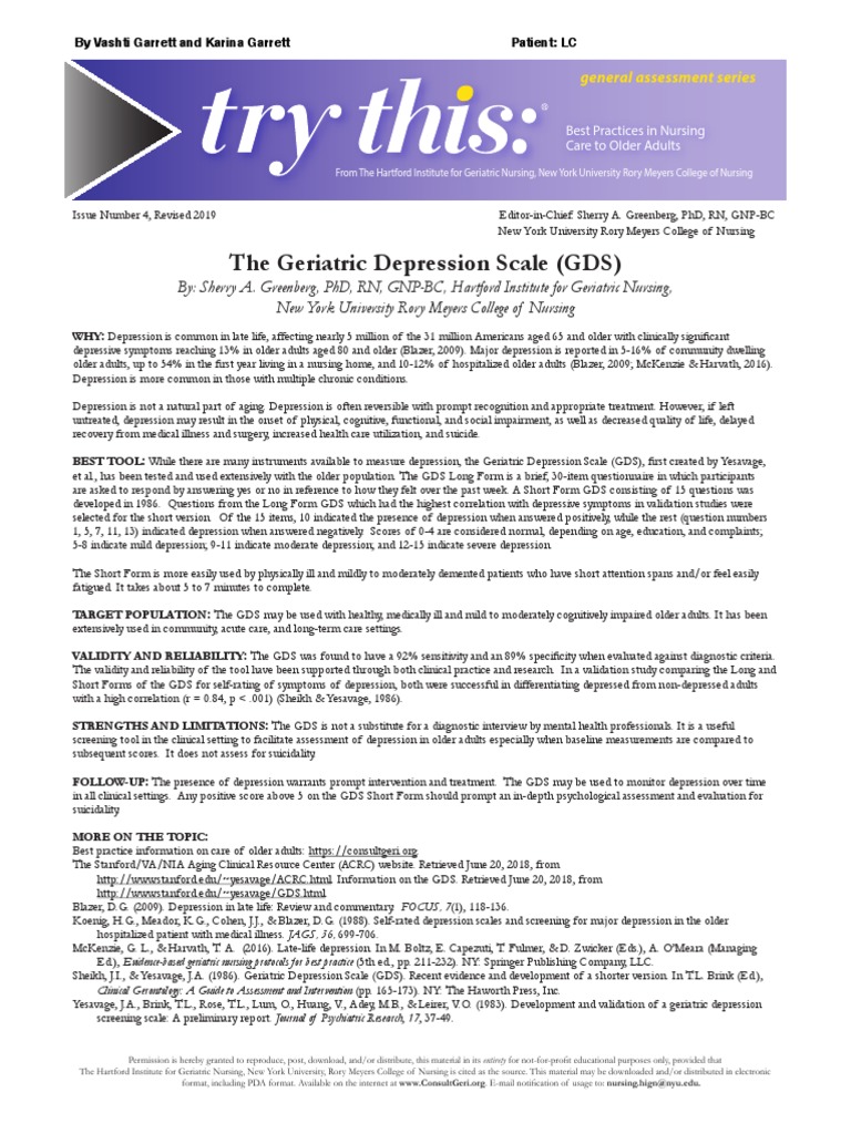 Depression Assessment Tool | Download Free PDF | Geriatrics | Major ...