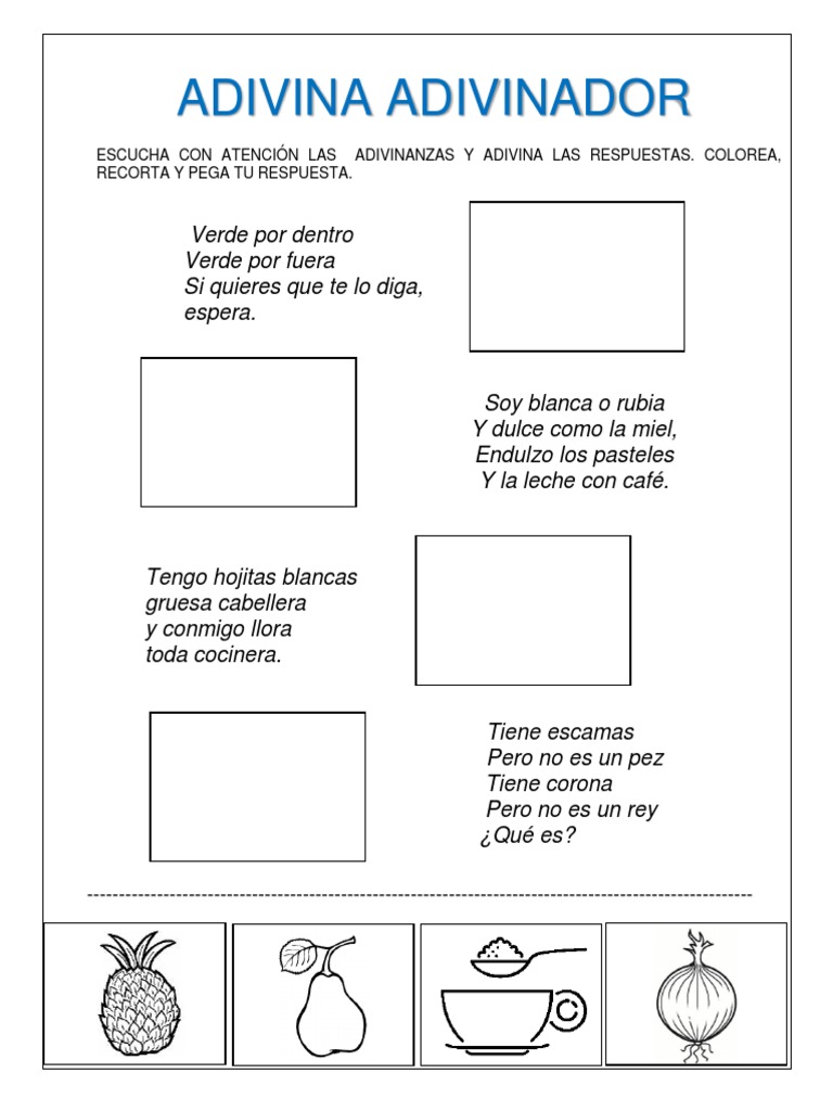 Fichas de Adivinanzas para Niños | PDF