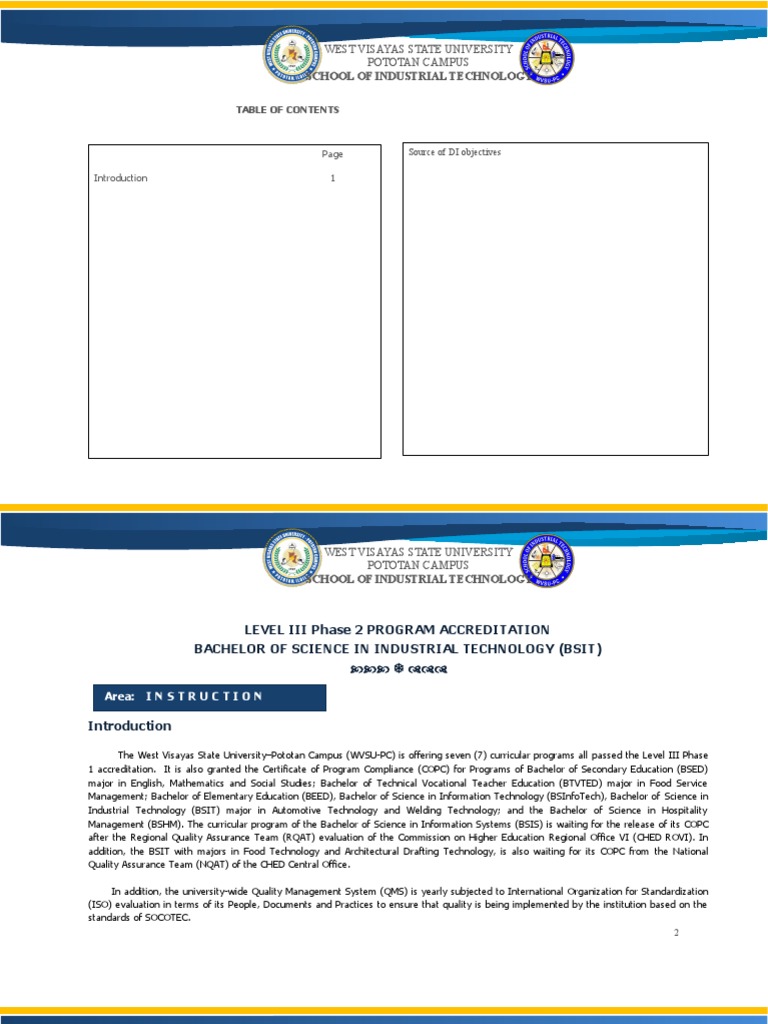 WVSU Pototan Campus BSIT Program Overview | PDF | Educational ...