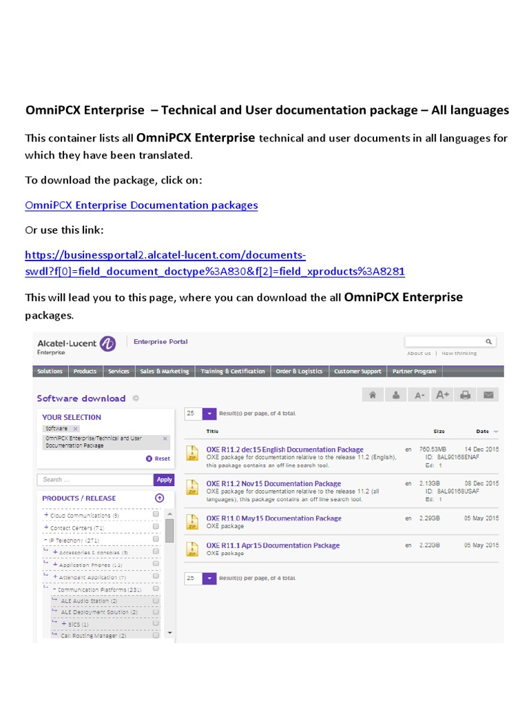 OmniPCX Enterprise Documentation Package | PDF