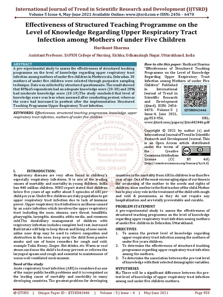 Effectiveness of Structured Teaching Programme On The Level of ...