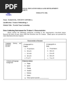 Data Gathering Instrument For Trainee's Characteristics