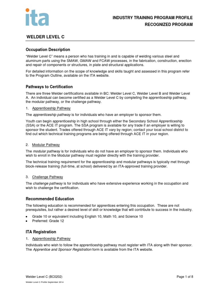 Welder Level C | PDF | Apprenticeship | Credential